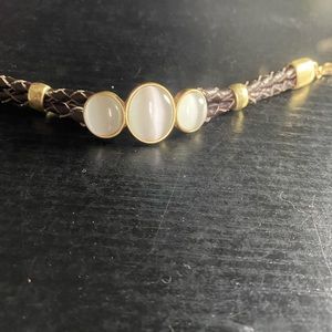 Lucky Brand Braided Leather Moonstone Bracelet